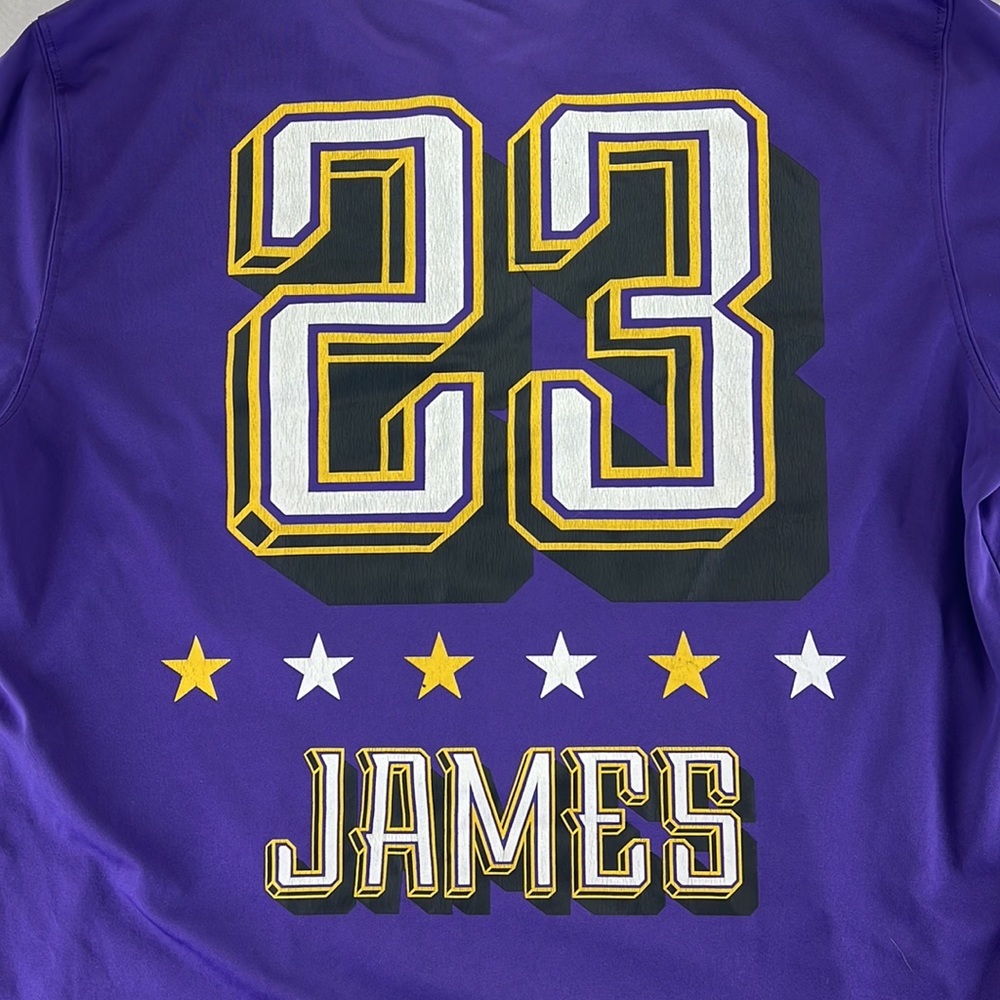 NBA Short Sleeve Shirt Los Angeles LA Lakers 23 Lebron James Purple Mens XL - Picture 12 of 15